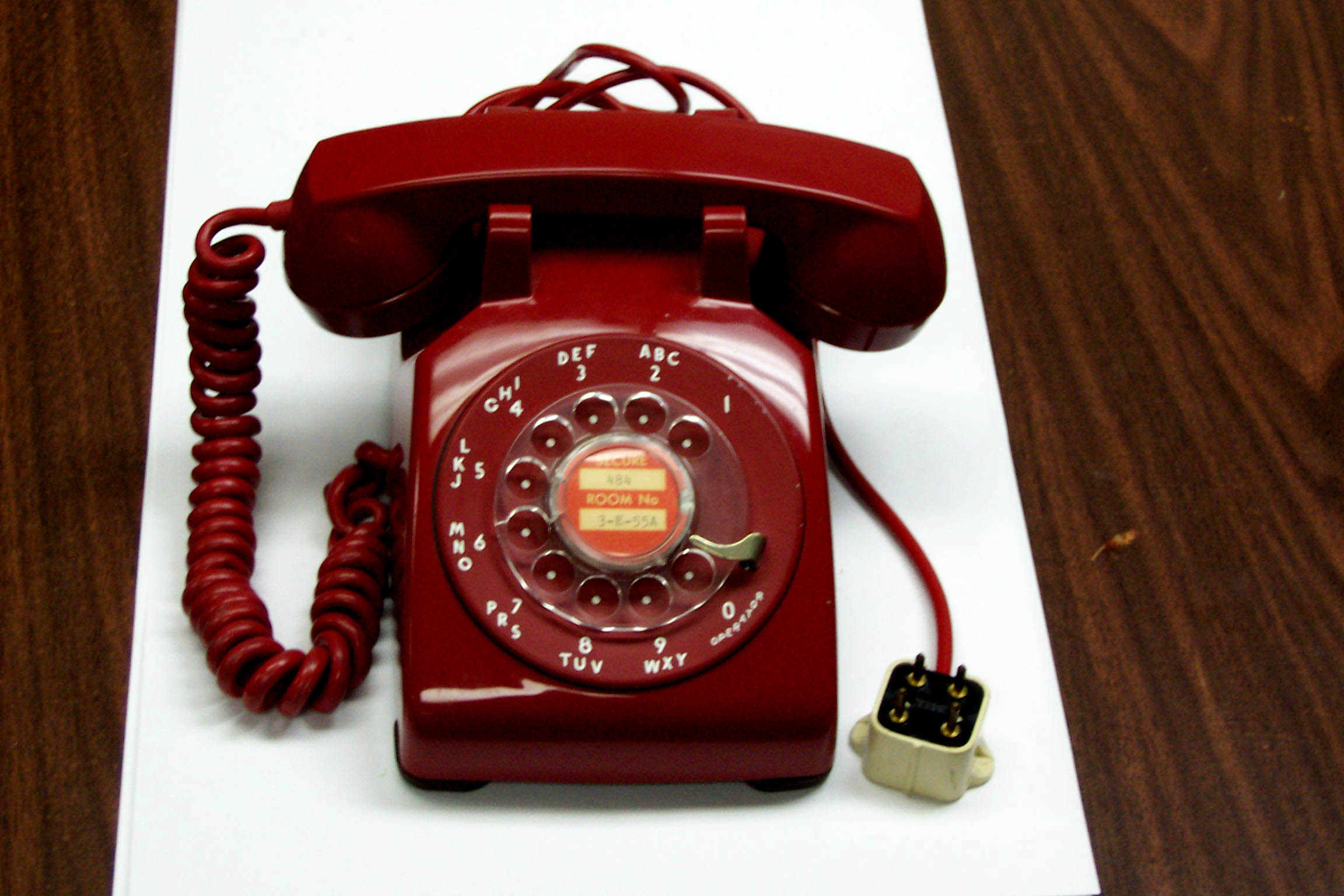 Rotary Phone Red Western Electric Used Working with 4 prong plug $50.00